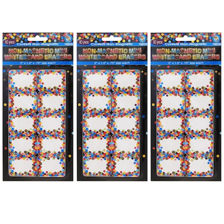 Ashley Productions Non-Magnetic Mini Whiteboard Erasers, Confetti, PK30 78008